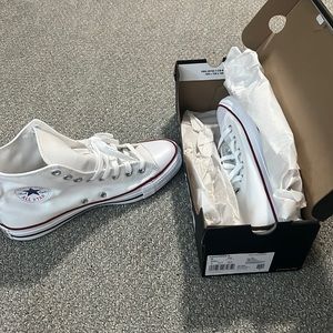 Classic White high top Converse, size 10 women/ size 8mens